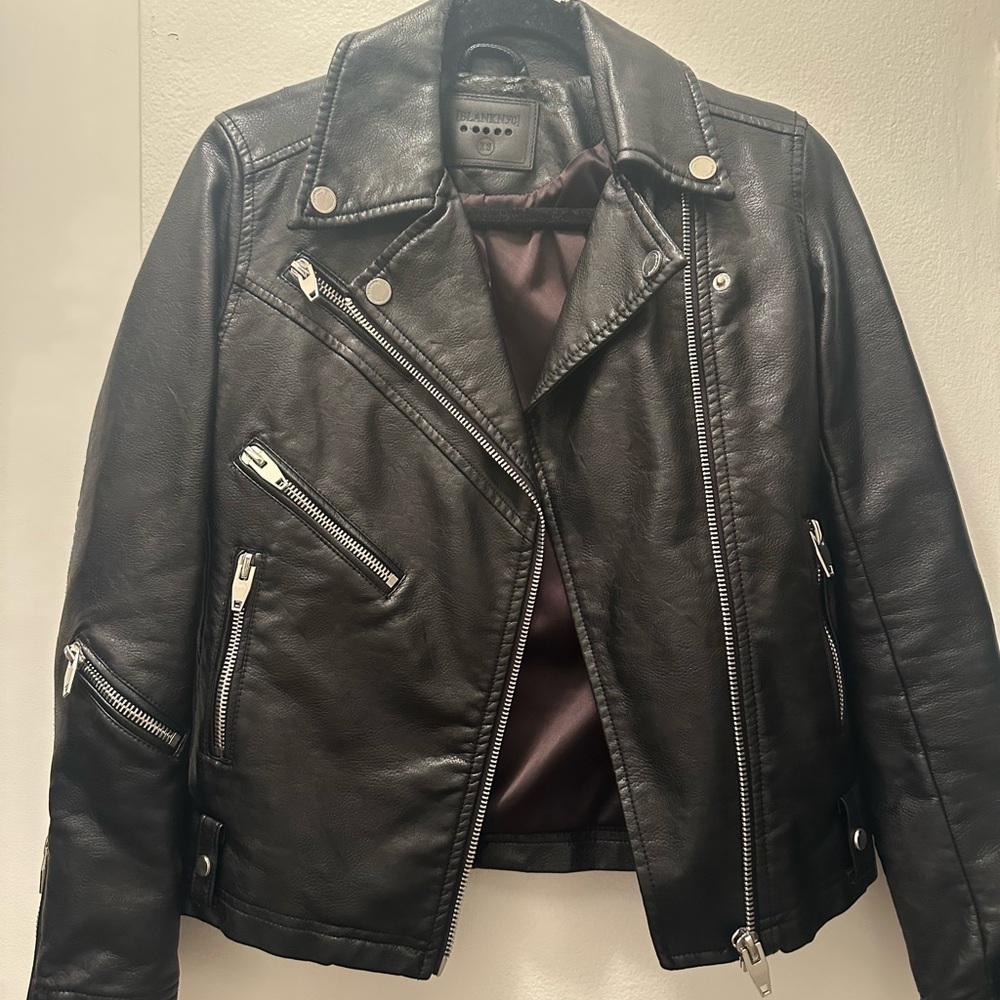 Blank NYC Dark Leather Biker Jacket